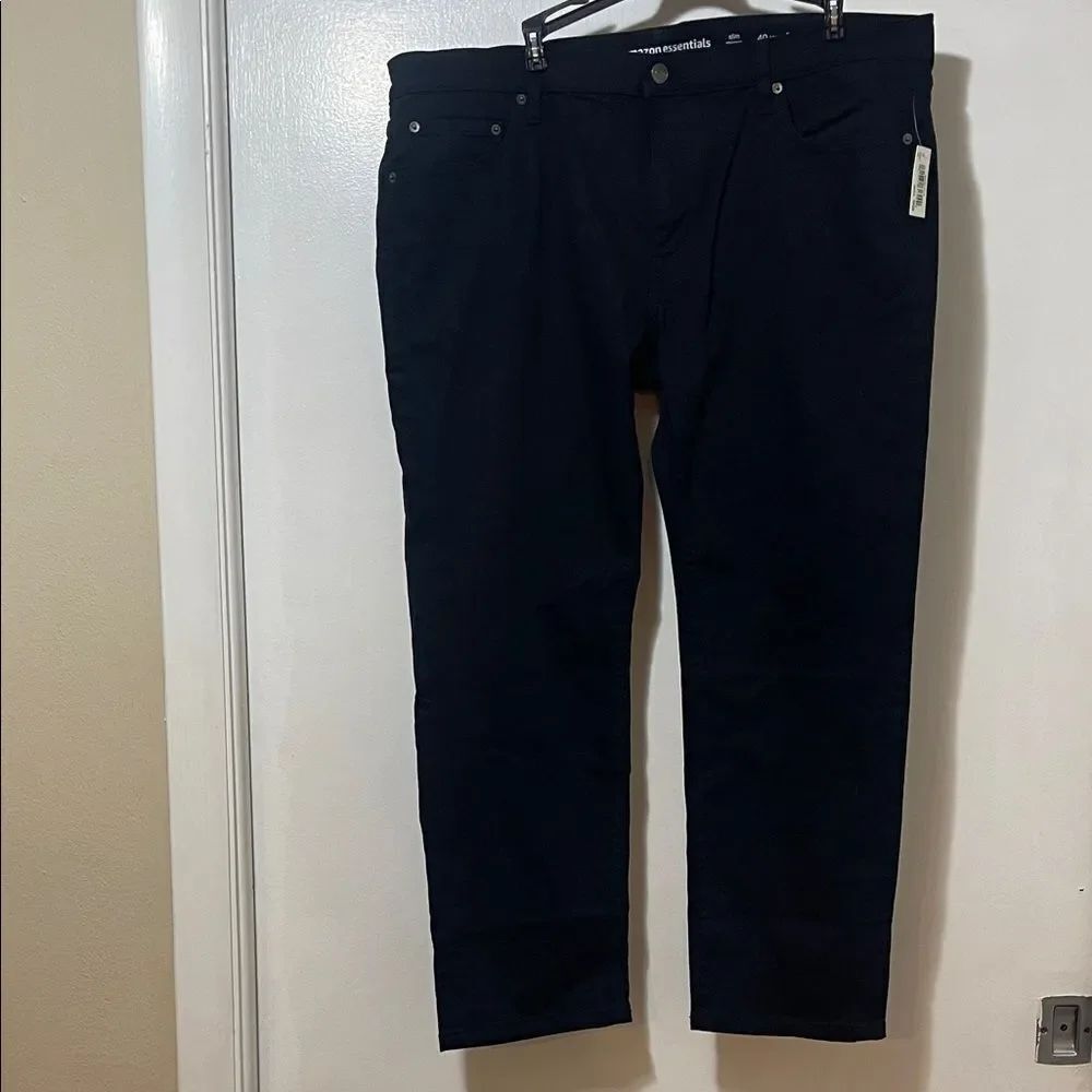 NWT Amazon essentials black denim jeans 40 x 28 slim